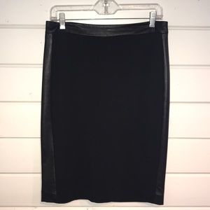 Black skirt with leather trim